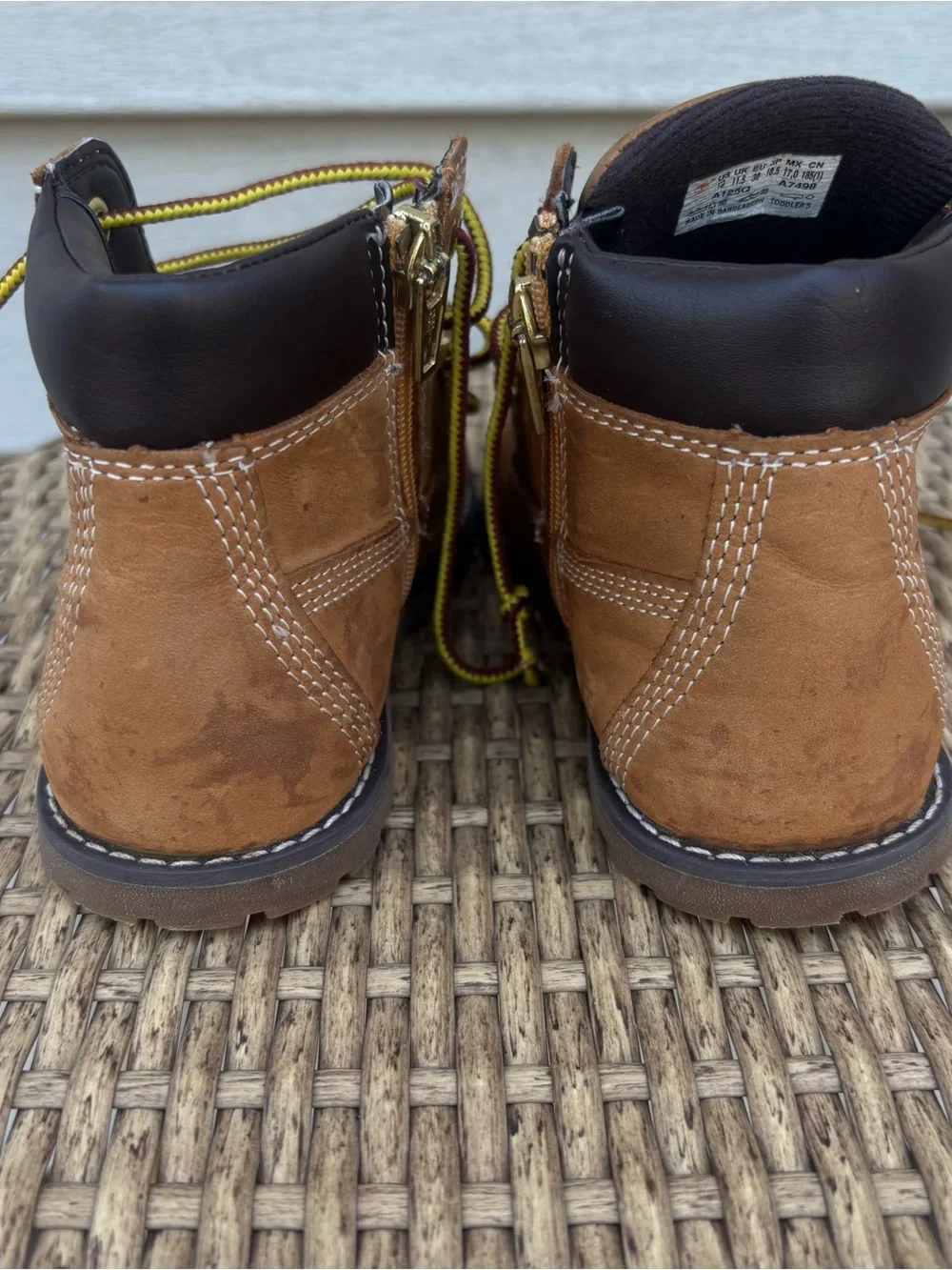 Timberland Brown Leather Kids Lace-Up Ankle Boots with Black Collar
